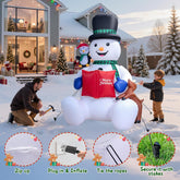 7 FT Large Inflatable Snowman with Rotating LED Lights – Outdoor Xmas Decoration
